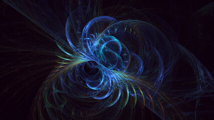 Fototapeta premium 3D rendering abstract blue fractal light background