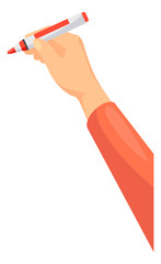 Human hand with highlight marker. Note taking concept