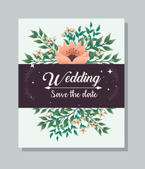 wedding invitation and flowers