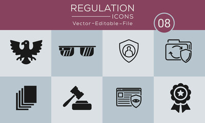 Regulation simple concept icons set. Contains such icons compliance, guideline, rule, law and more, can be used for web and apps.