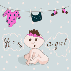 Baby shower vector design for greeting or invitation cards. Girls  template