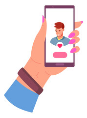 Woman liked man profile in online dating app