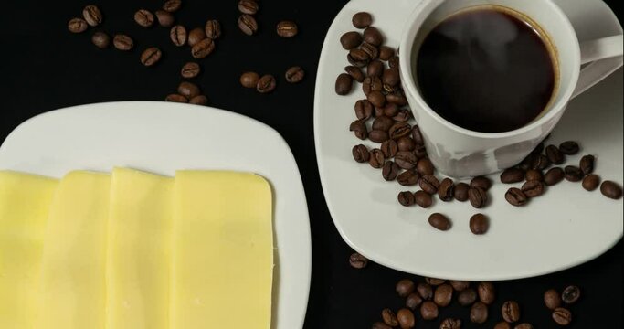 Coffee with muzzarella cheese (top view).