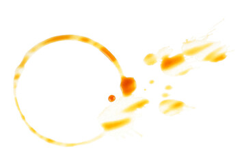Top view of coffee cup ring or coffee stain isolated on a white background
