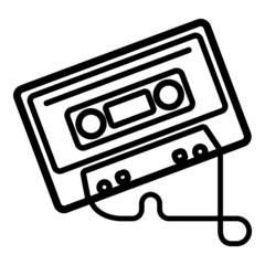 Tape Cassette Flat Icon Isolated On White Background