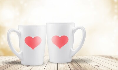 Cups full of love.  A hot heart in a tender embrace. Perfect texture for a greeting card for a loved one.