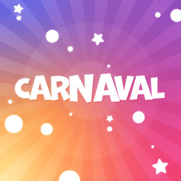 Word carnaval on a gradient background with spheres and stars around it, in a square post format