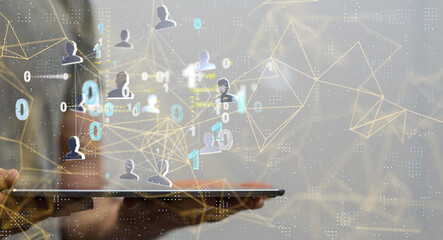 Global network. Blockchain. 3D illustration. Neural networks and artificial intelligence. Abstract  3d