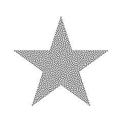 Star shape with dotted texture. Black star icon on white background. Vector illustration