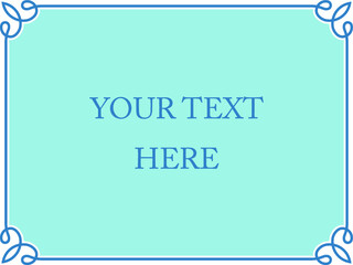Blue border frame board. Vector background. Simple rectangular billboard, plaque, signboard or label 
