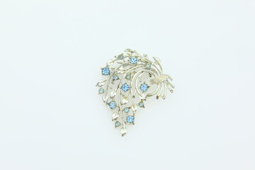 Vintage floral swag spray with rhinestones brooch pin costume jewelry fashion accessory gift design