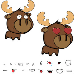 little moose kawaii cartoon expressions collection set illustration in vector format