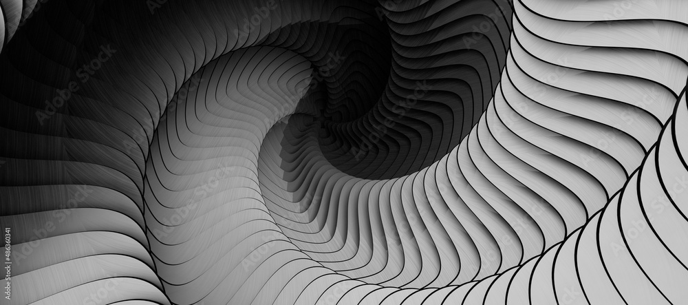 Aufkleber Radial lines with rotating distortion. Abstract spiral, vortex shape, element.