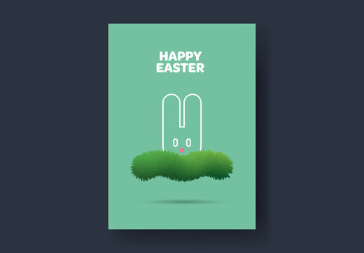Easter Bunny Hiding in Grass Card