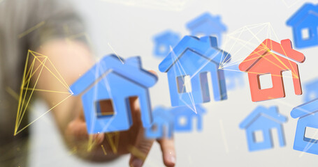 home choice Big data and artificial intelligence concept. Machine learning and cyber mind domination