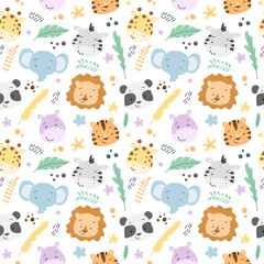 Vector seamless pattern tropical animals