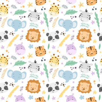 Vector seamless pattern tropical animals