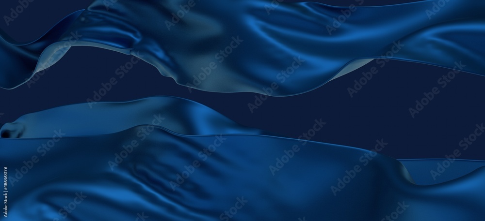 Poster abstract blue waves background.3d rendering.
