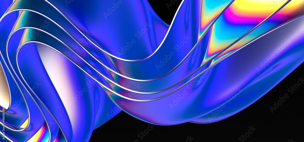 Poster fluid design twisted shapes holographic 3d abstract background iridescent wallpaper