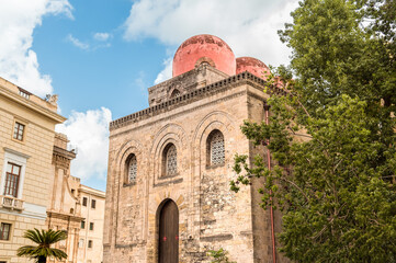 Facade of San Cataldo Catholic Church in Palermo, Sicily, Italy