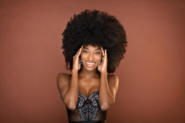 Portrait of a beautiful smiling young Dominican woman