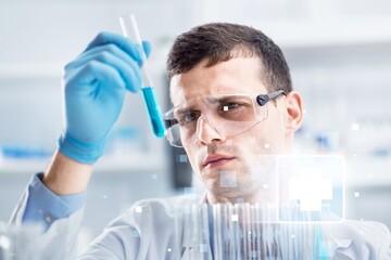 Omicron variant of covid 19 testing. Coronavirus test in hospital laboratory. Doctor clinical...