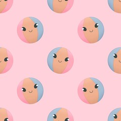 cute summer pattern for kids - balls on pink background