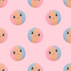 cute summer pattern for kids - balls on pink background