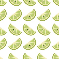 cute summer pattern for kids - smiling lime on white background