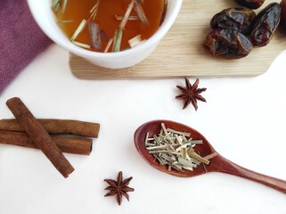 tea with herbs and dates with the addition of cinnamon and star anise