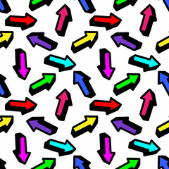 Seamless pattern with multicolored arrows on a white background.Vector illustration