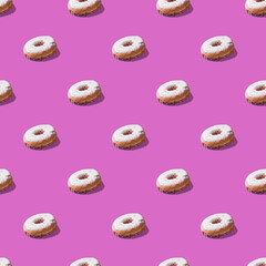 donuts with shadow on purple background seamless pattern