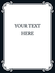 Black and white border frame board. Vector background. Simple rectangular billboard, plaque, signboard or label 
