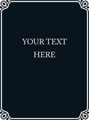 Black and white border frame board. Vector background. Simple rectangular billboard, plaque, signboard or label 
