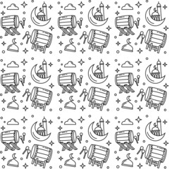 Ramadan doodle seamless pattern vector design	