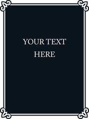 Black and white border frame board. Vector background. Simple rectangular billboard, plaque, signboard or label 
