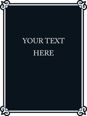 Black and white border frame board. Vector background. Simple rectangular billboard, plaque, signboard or label 
