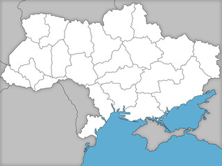 Ukraine sketch of political map of Europe with blue sea
