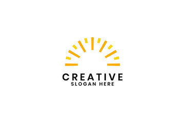 Fototapeta premium Sun Logo Design Vector . Creative Abstract Shape Orange Color sun Logo.