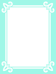 Blue border frame page. Vector background. Simple rectangular billboard, plaque, signboard or label 