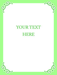 Green border frame board. Vector background. Simple rectangular billboard, plaque, signboard or label 