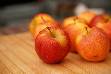 apples on a wooden table