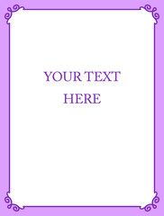 Pink border frame board. Vector background. Simple rectangular billboard, plaque, signboard or label 