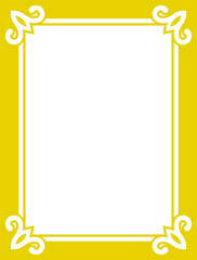 Yellow border frame book page. Vector background. Simple rectangular billboard, plaque, signboard or label 