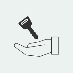 Key in hand vector icon illustration sign