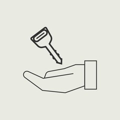 Key in hand vector icon illustration sign