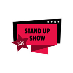 Stand up show ticket element, emblem with price