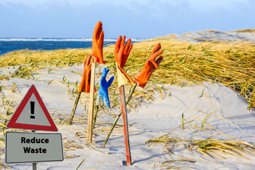 Sign Reduce Waste Beach