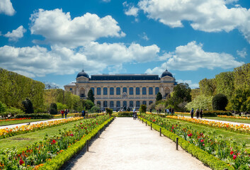 Parisians strolling in the Jardin des Plantes on a sunny spring day during the Covid-19 pandemic -...