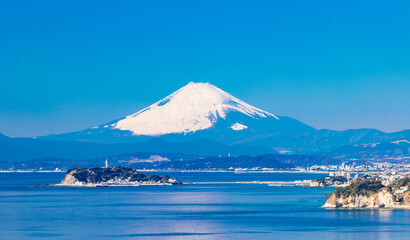 富士山と湘南海岸　冬景